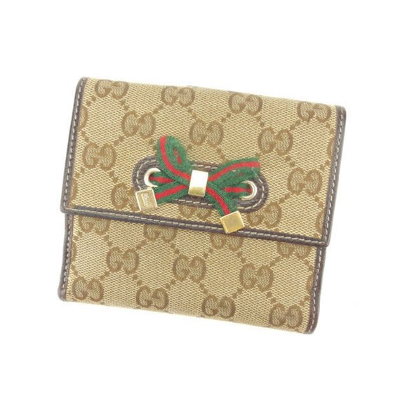 Authentic Gucci Wallet Purse Folding wallet GG Brown Beige Woman - Picture 1 of 6